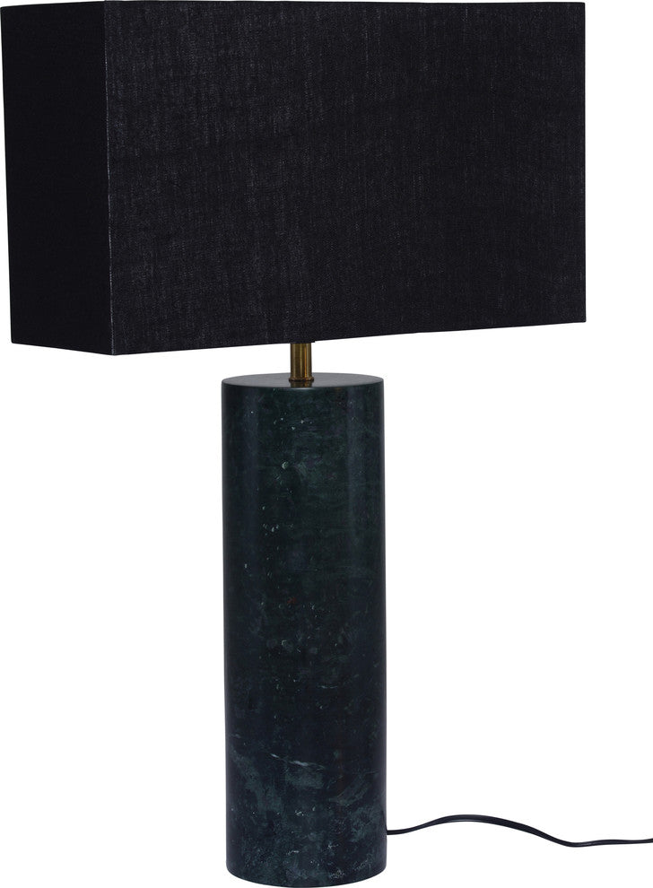Cyrine Table Lamp in Green Marble and Black Linen Shade