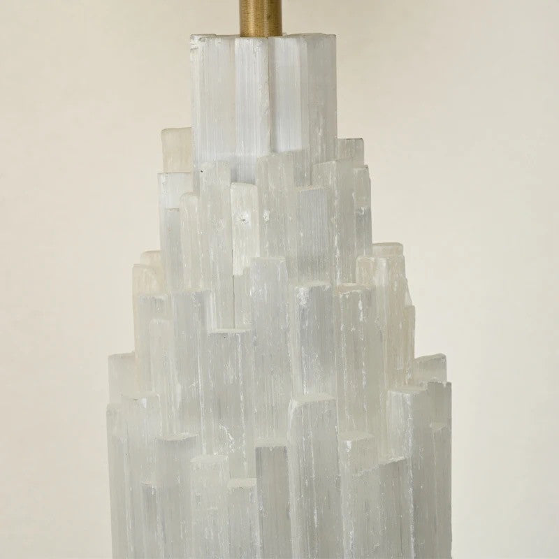 Translucent Tiered Natural Selenite Stone Table Lamp