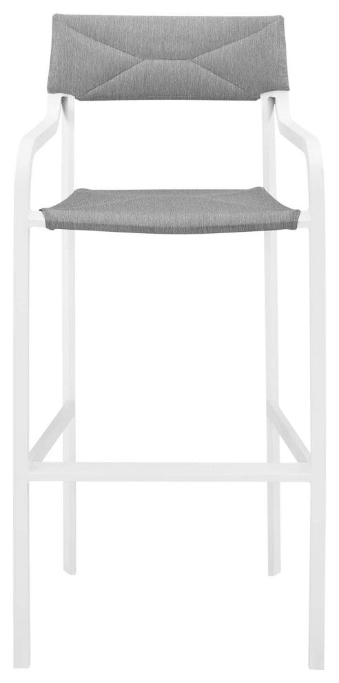 Bar Stool Chair and Table Set, Aluminum, Metal, White Gray, Modern, Outdoor