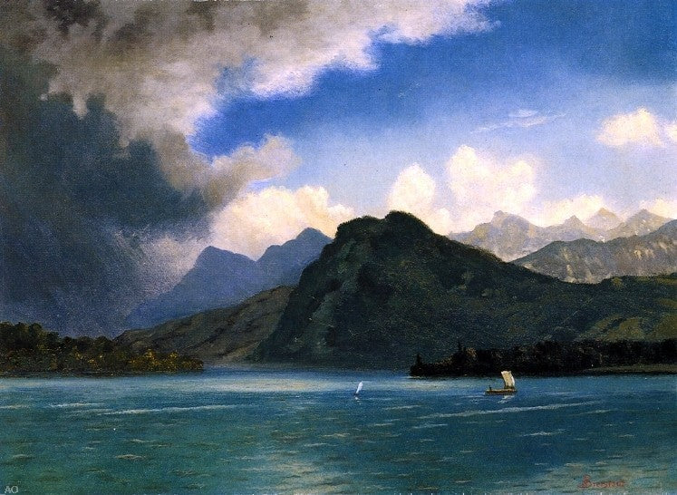 Albert Bierstadt Approaching Storm, Gallery Wrapped Canvas Print, 21"x28"
