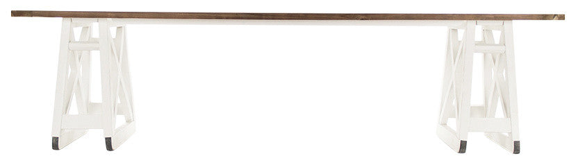 Edger French Country Rustic Natural Wood Top With White Legs Dining Table