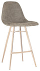 Mid Century Modern Counter Stool, Copper Finished Legs & Taupe Faux Leather Seat