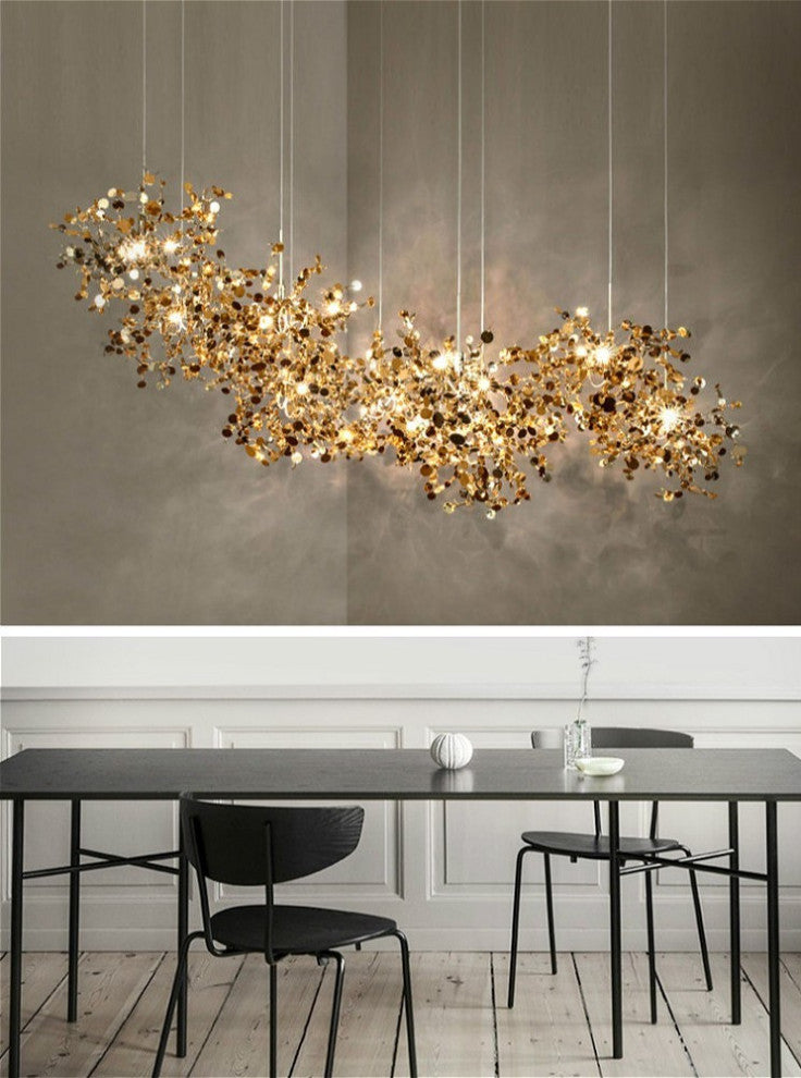 MIRODEMIÂ® Villeneuve-d'Entraunes | Nordic Chandelier in a Modern Style, Golden, 1 Head, Warm Light
