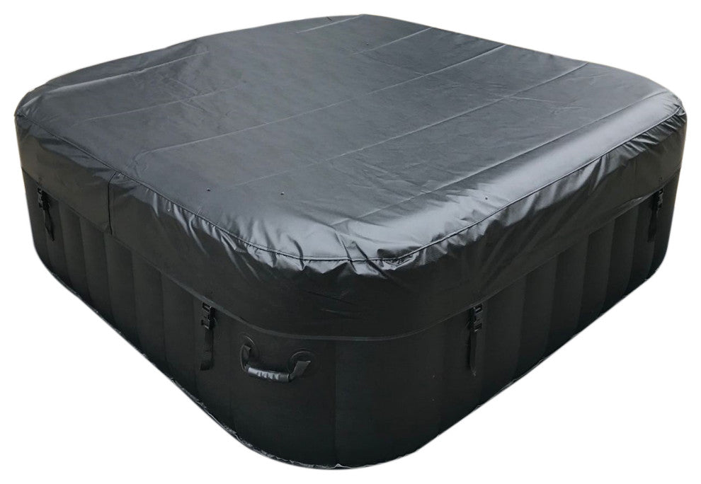 Aleko Square Inflatable Jetted Hot Tub Spa With Cover, 6 Person, 265 Gallon