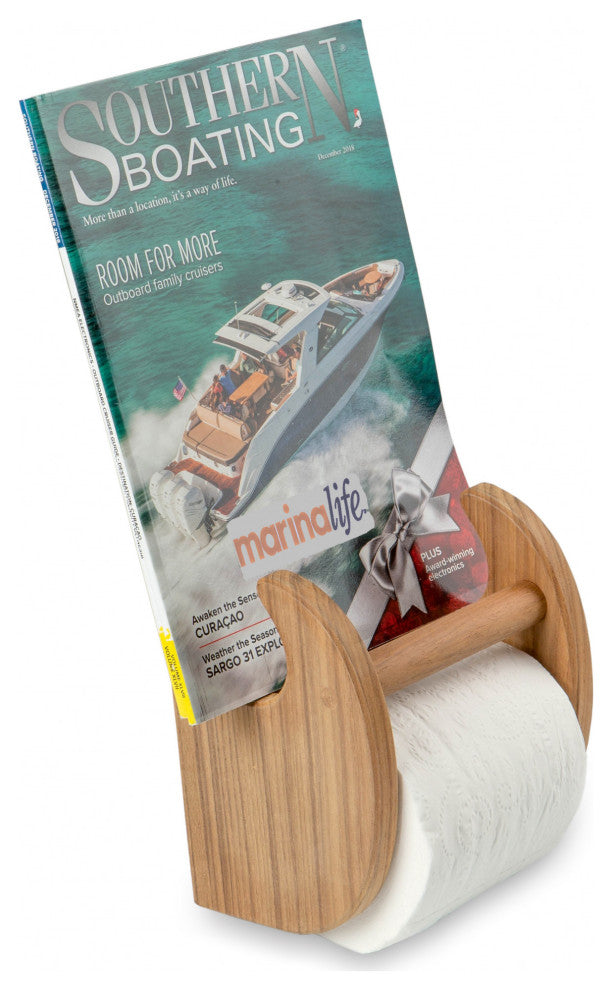 Traditional Solid Teak Magazine and Toilet Paper Holder