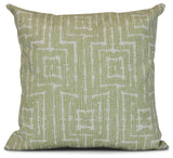 Green Woven Tiki, Geometric Print Pillow, 16"x16"
