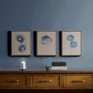 Madison Park 3-Piece Blue Print Botanicals Framed Printed Canvas On Linen