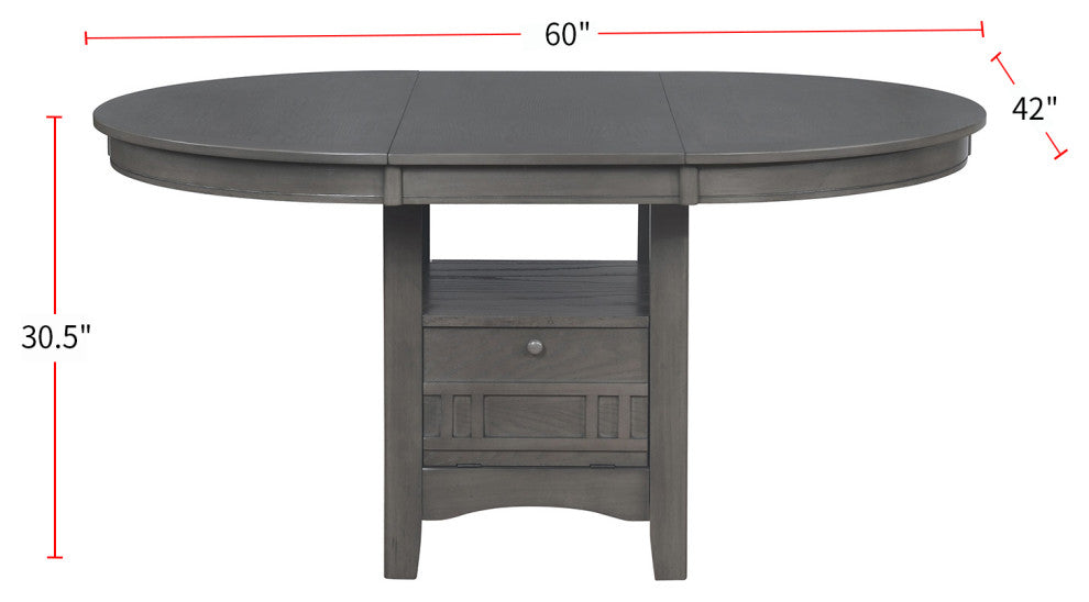 Wood Dining Table With Storage, Medium Gray