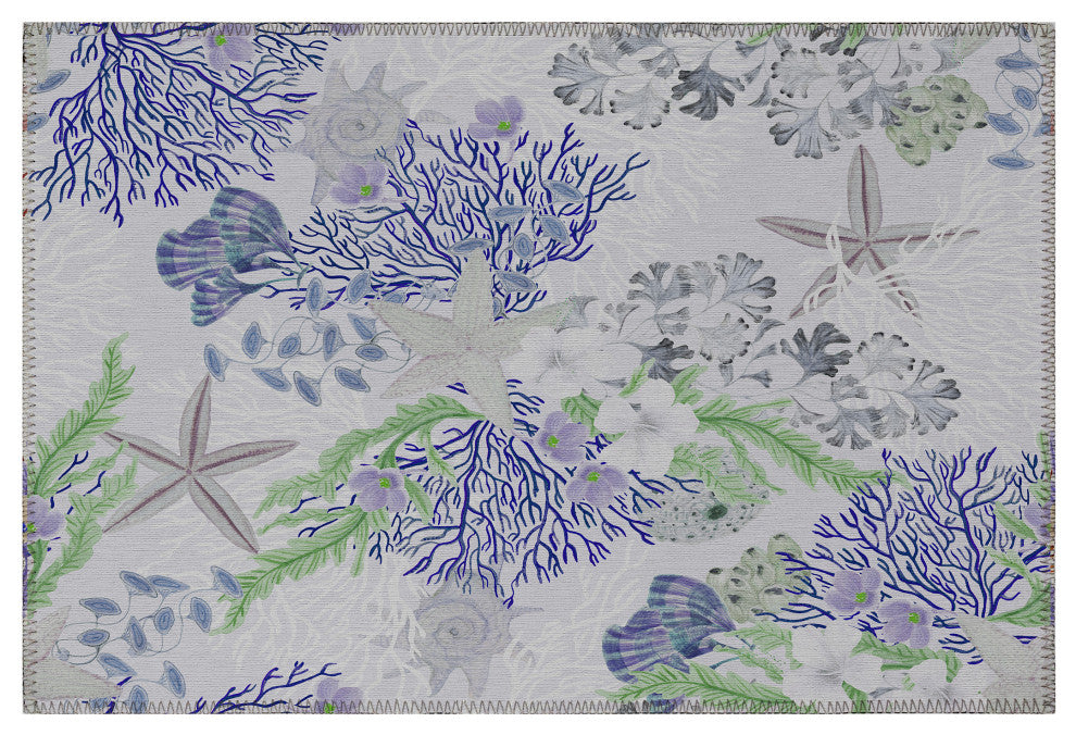 Indoor/Outdoor Seabreeze SZ1 Lavender Machine Washable 1'8" x 2'6" Rug