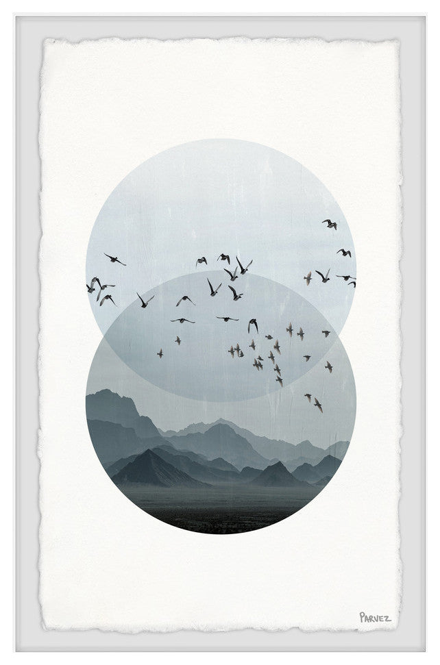 "Circle Birds" Framed Painting Print, 12"x18"