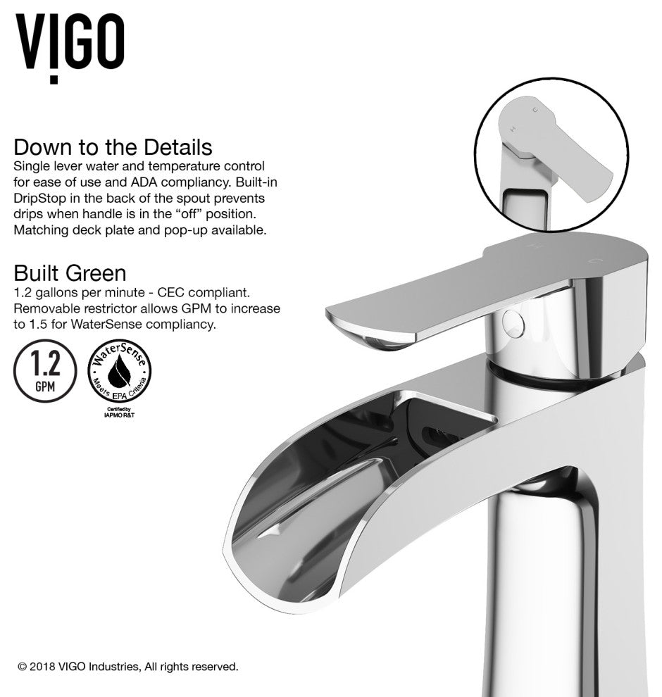 VIGO Paloma 7" H Single Handle Single Hole Bathroom Faucet, Chrome, Without Extras