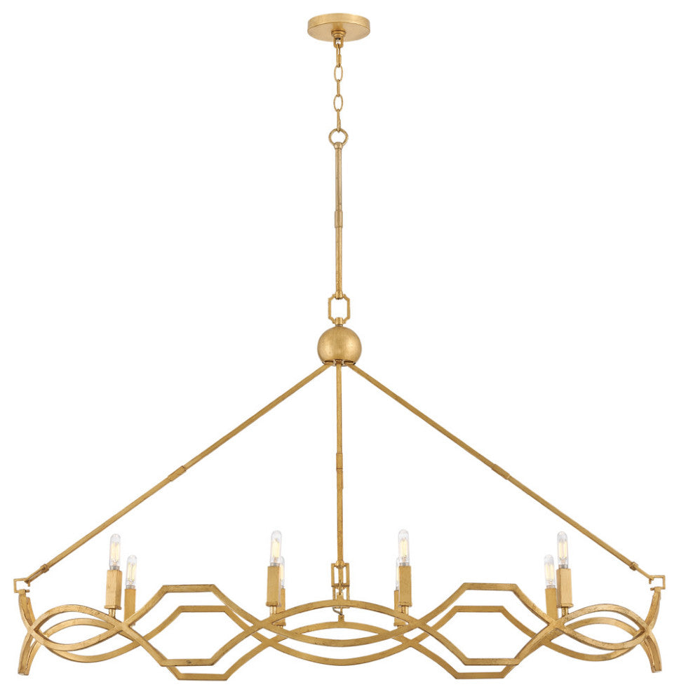 Hinkley Lighting 45785 Leona 8 Light 49"W Taper Candle Style - Distressed Brass