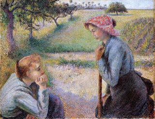 Camille Pissarro Two Peasant Woman Chatting, 21"x28" Wall Decal