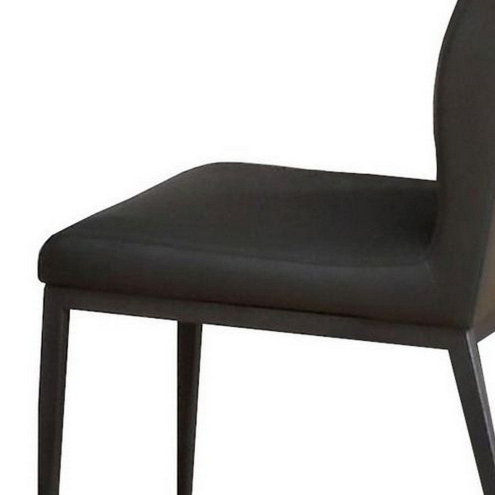 Benzara BM250230 Chair With Faux Leather and Sleek Metal Legs, Gray