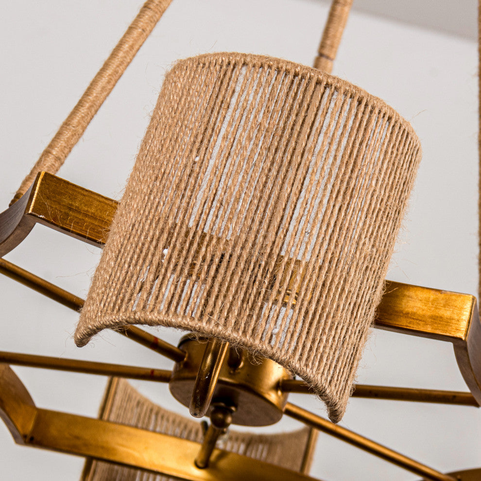 28.74 in. 6-Light Farmhouse Chandelier with Rope Sole shade