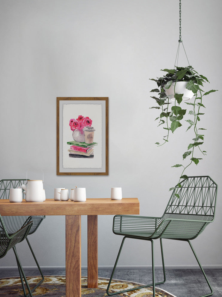 "Book and Coffee Corner" Framed Painting Print, 12"x18"