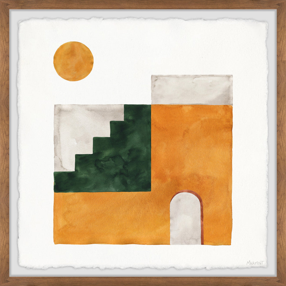 "Green Stairway" Framed Painting Print, 24x24