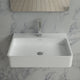 ADM Rectangular Wall Mounted Countertop Sink, White, 24", Glossy White