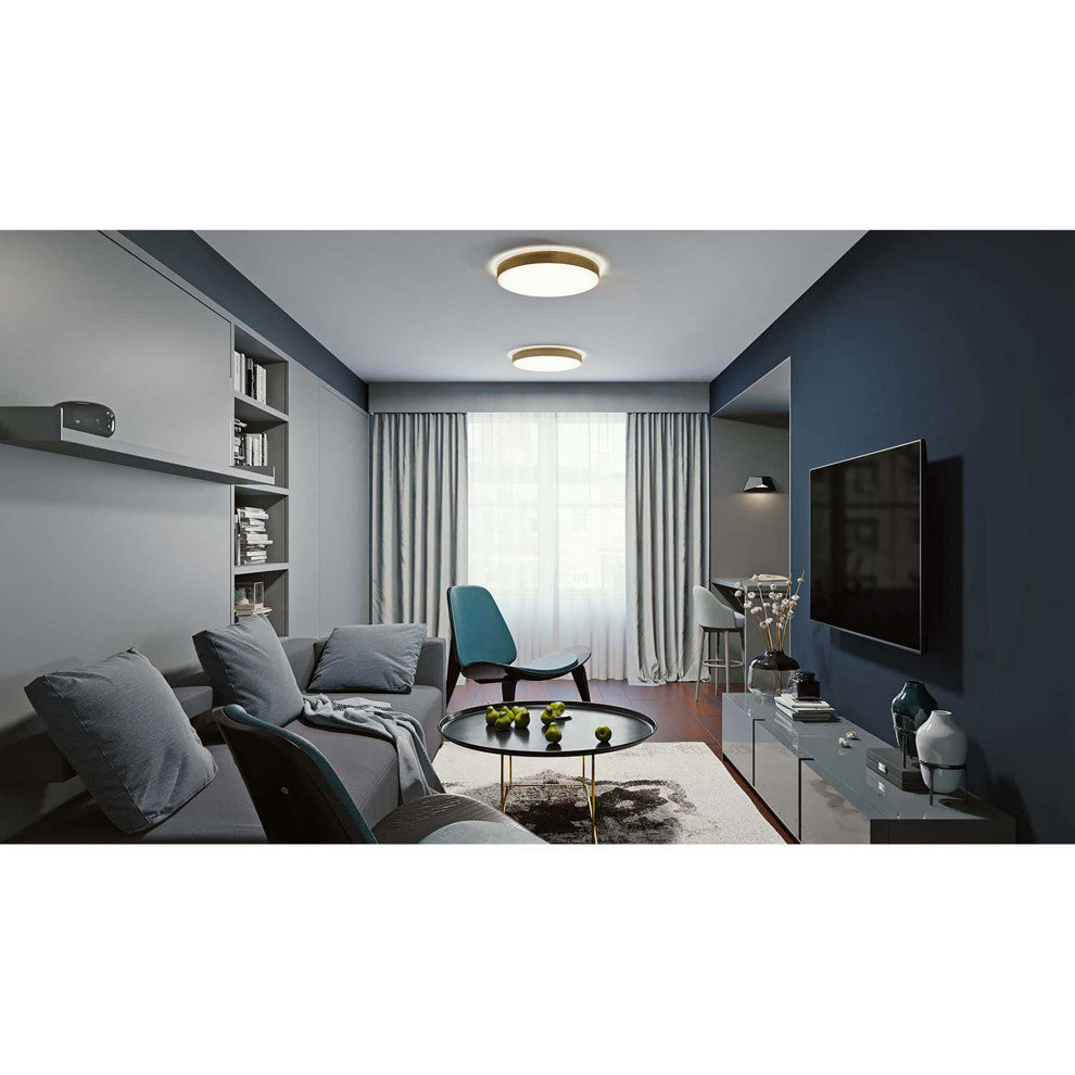 Octavia, LED Flush Mount, 12", Satin Brass