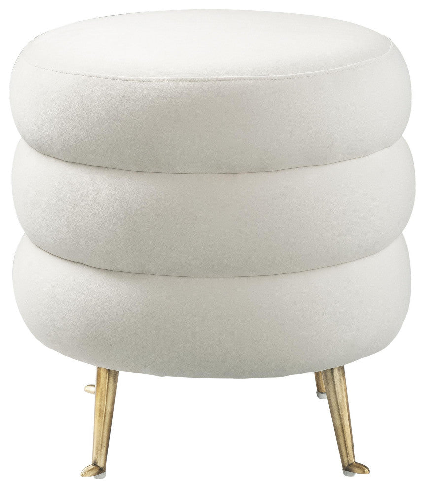 Ladder Cream Velvet Ottoman