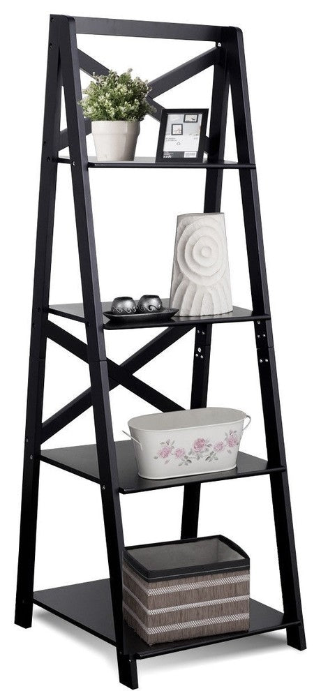 Durable 4-Tier Ladder Space-saving Bookshelf