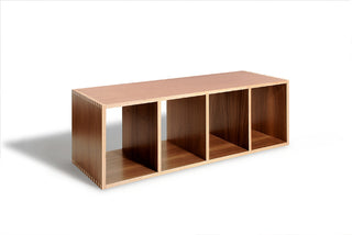 Stackable Modern Wood Shelf Cubes, Bench Boxes by  Offi, Walnut