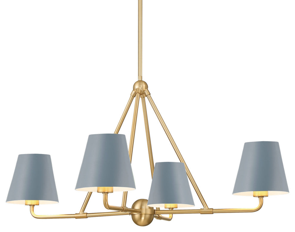 Crystorama Lighting Group XAV-B9304 Xavier 4 Light 32"W - Vibrant Gold / Blue