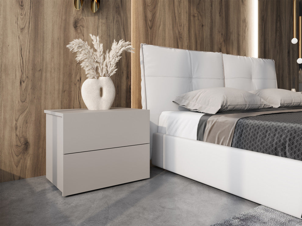 Ayla Nightstand, Taupe High Gloss