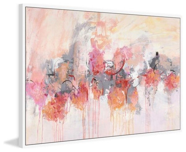 "Petal Patch II" Floater Framed Painting Print on Canvas, 45"x30"