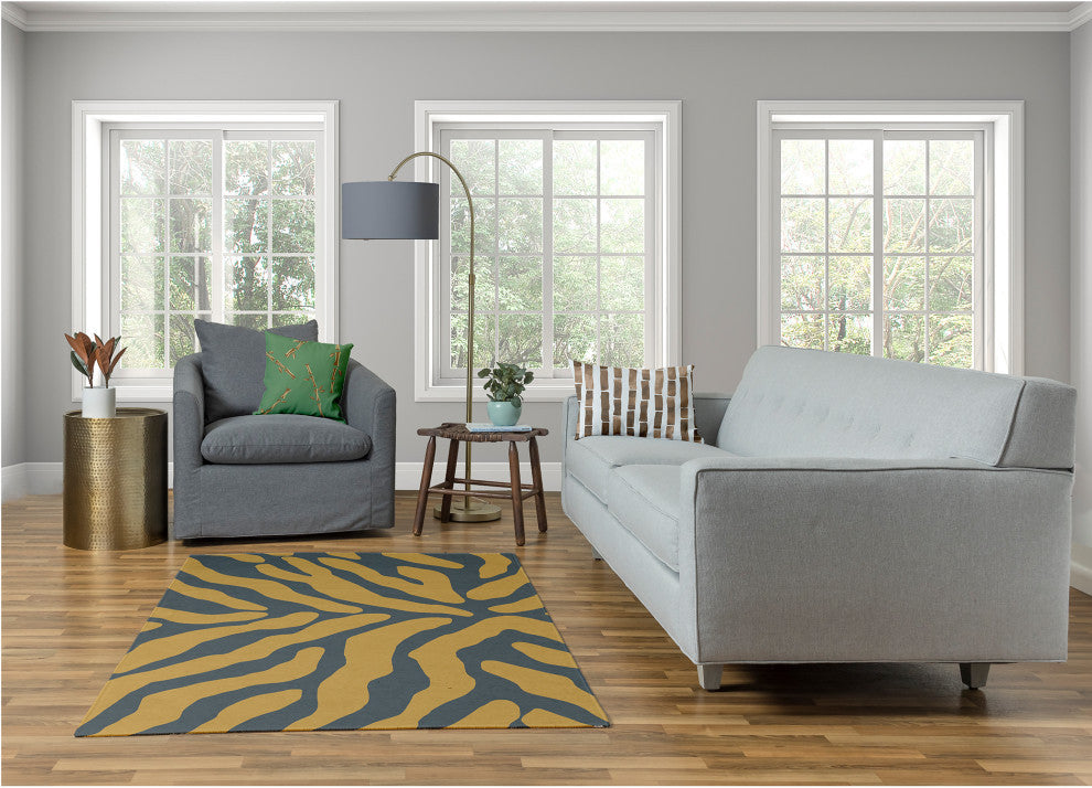 Animal Stripe Fall Design Chenille Area Rug, Gray, 4'x6'