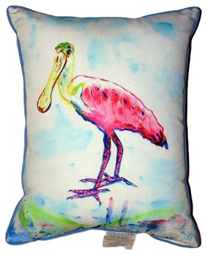 Betsy's Pink Spoonbill Small Indoor/Outdoor Pillow 11x14 - Set of Two