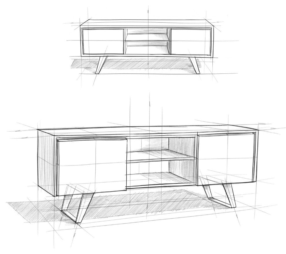 Lowry SOLID ACACIA WOOD TV Media Stand For TVs up to 70 inches, Walnut
