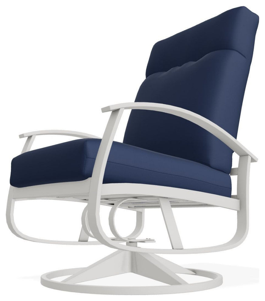 Belle Isle Cushion Deep Seat Outdoor Swivel Rocker, Navy/Snow