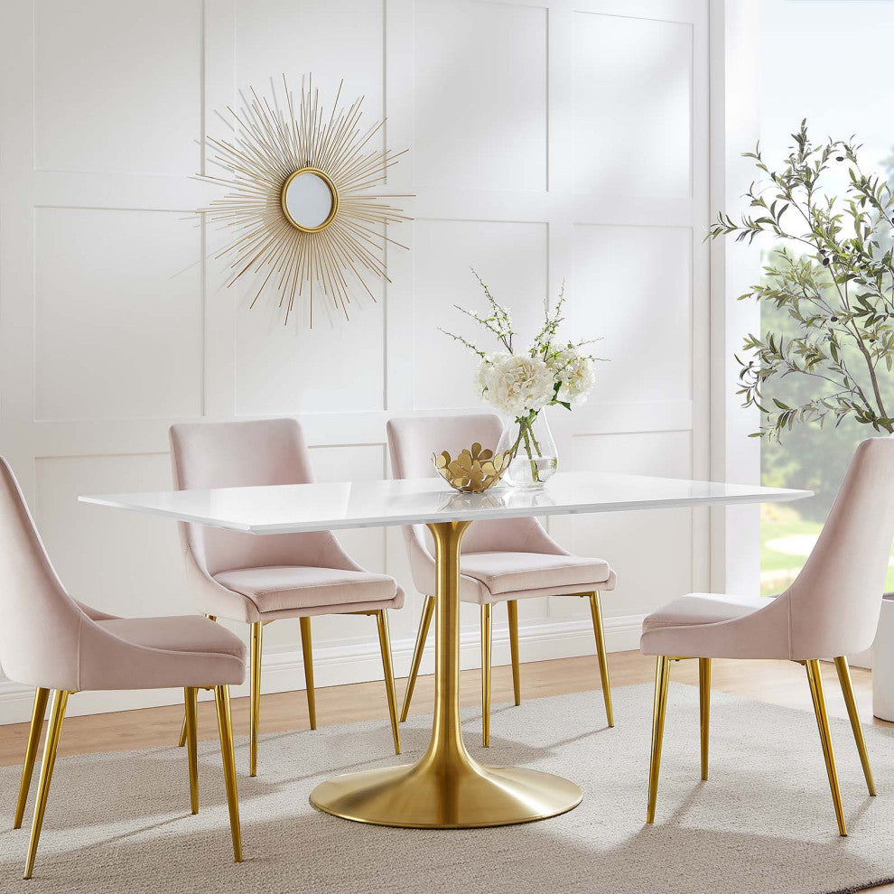 Lippa 60" Rectangle Dining Table, Gold White