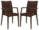 LeisureMod Weave Mace Indoor/Outdoor Chair With Arms, Set of 2