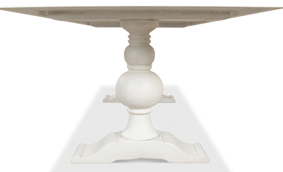 108 White Rectangular Trestle Dining Table for 8 People