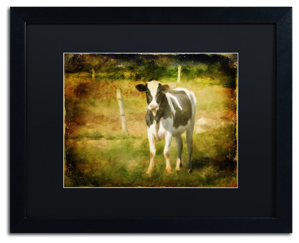 Lois Bryan ''Handsome Holstein'' Art, Black Frame, Black Matte, 20"x16"