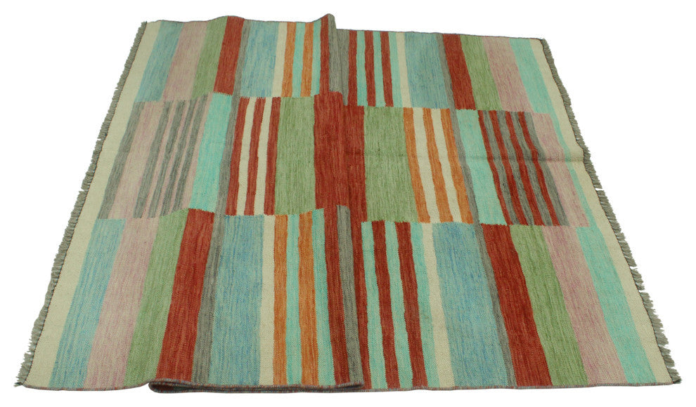 Winchester Kilim Austin Gray/Rust Rug, 5'4x7'9