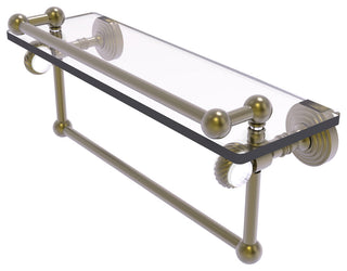 Pacific Grove 16" Twisted Glass Shelf with Towel Bar, Antique Brass