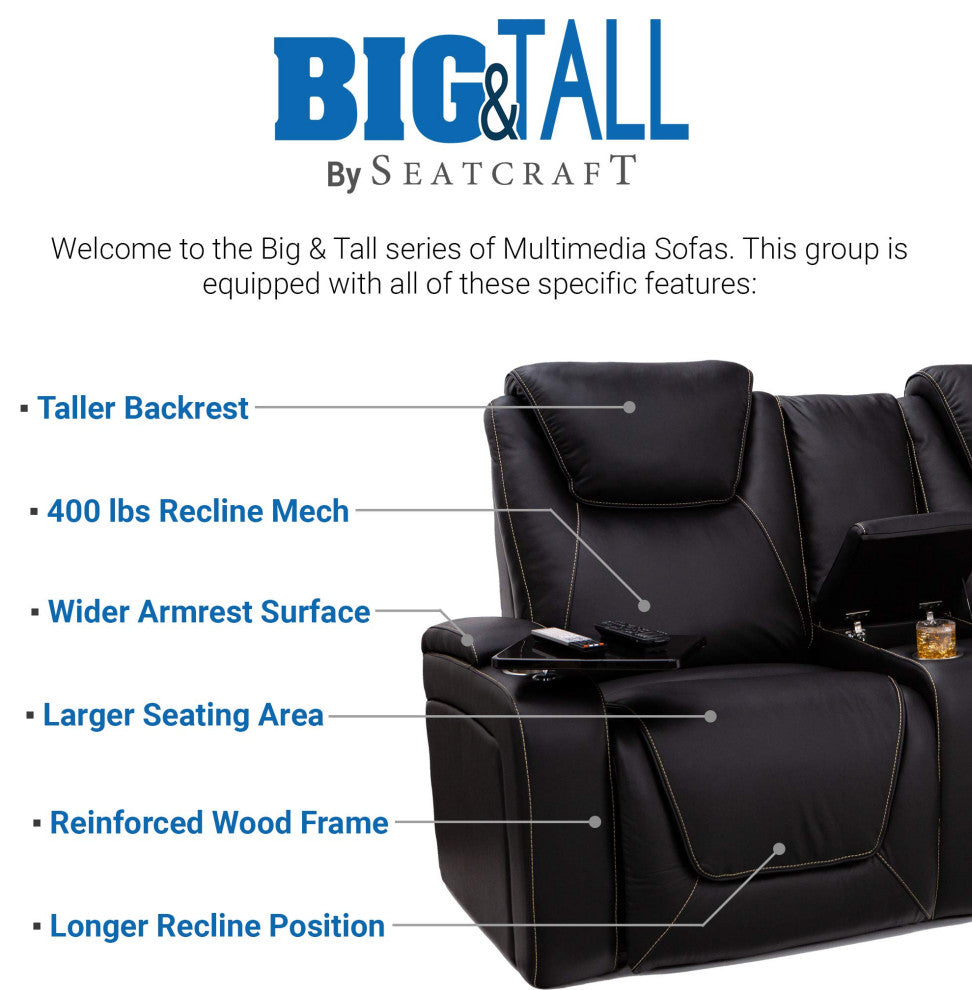 Seatcraft Colosseum Home Theater Seating, Black, Sofa and Loveseat