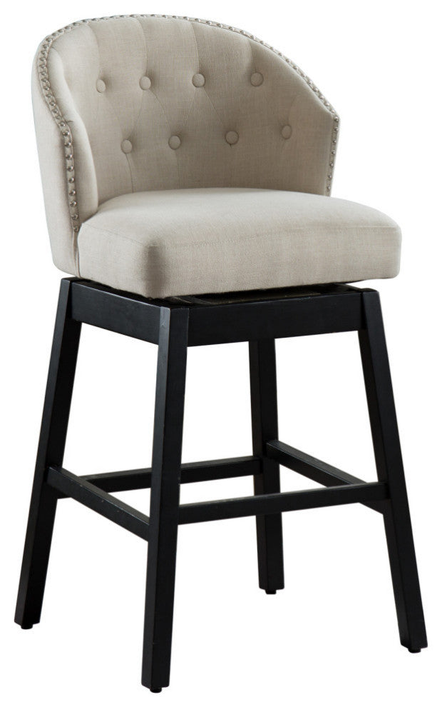 Button Tufted Arm Dining Room Accent Chairs, Set of 2, Tan