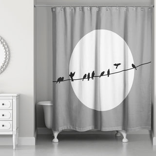 Gray Birds on a Line 71x74 Shower Curtain