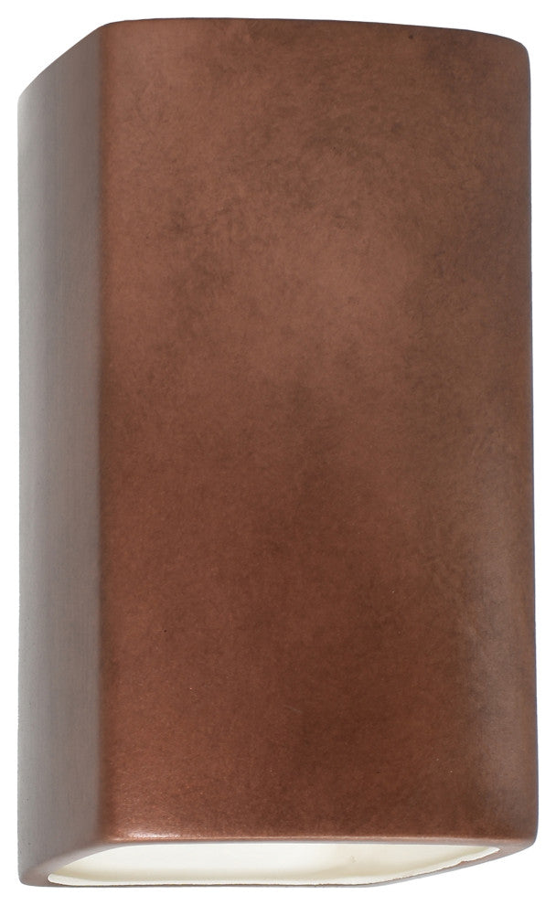 Ambiance, Small ADA Rectangle, Open Top & Bottom Wall Sconce, Antique Copper