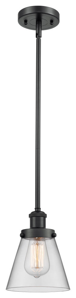 Small Cone 1-Light Pendant, Matte Black, Clear