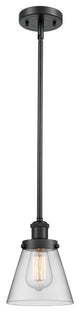 Small Cone 1-Light Pendant, Matte Black, Clear