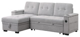Ashlyn II 84"W Woven Fabric Reversible Sleeper Sectional, Storage & USB, Gray