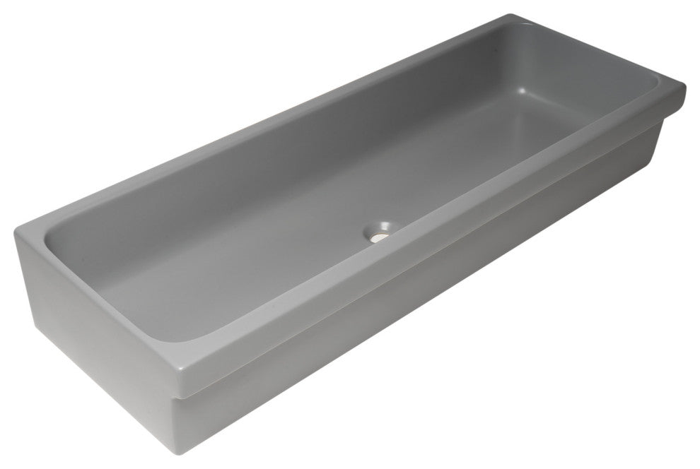 ALFI brand AB48TRGM 48" Grey Matte Above Mount Fireclay Bathroom Trough Sink