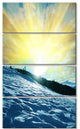Winter with Blue Waters At Sunset, Seashore Canvas Art Print, 28"x48", 4 Panels