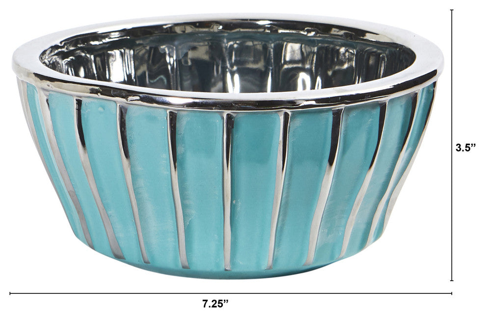 7.25 Teal Vase with Silver Burnishing