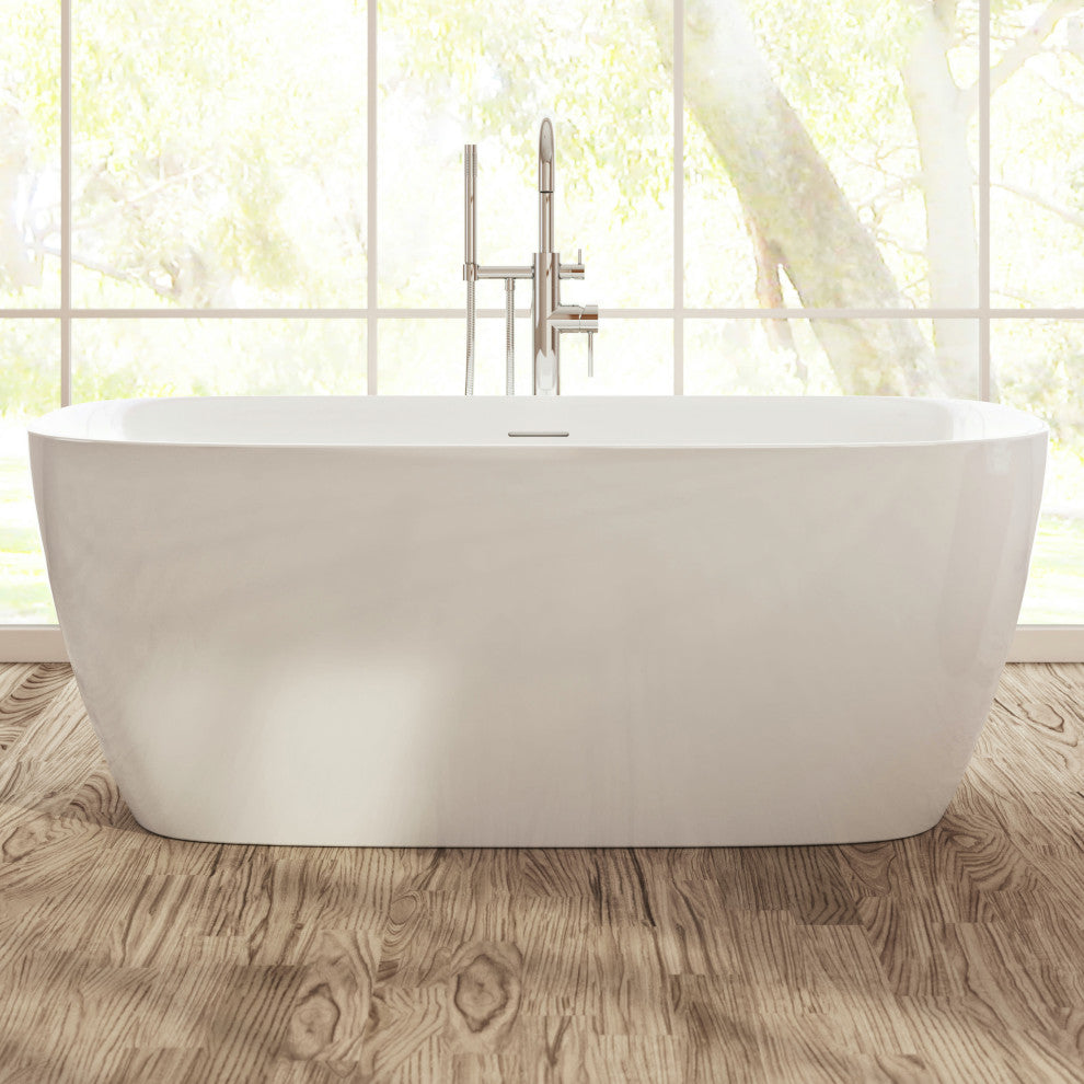Perlato Catalonia Freestanding Soaking Tub, White, 59"